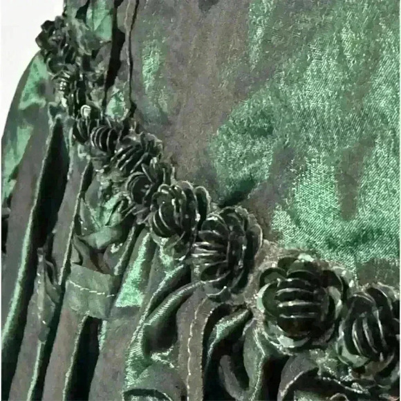 Jenny & Me Toddler Girls Green Floral Embroidery  Holiday Dress size 18 months - Picture 3 of 8